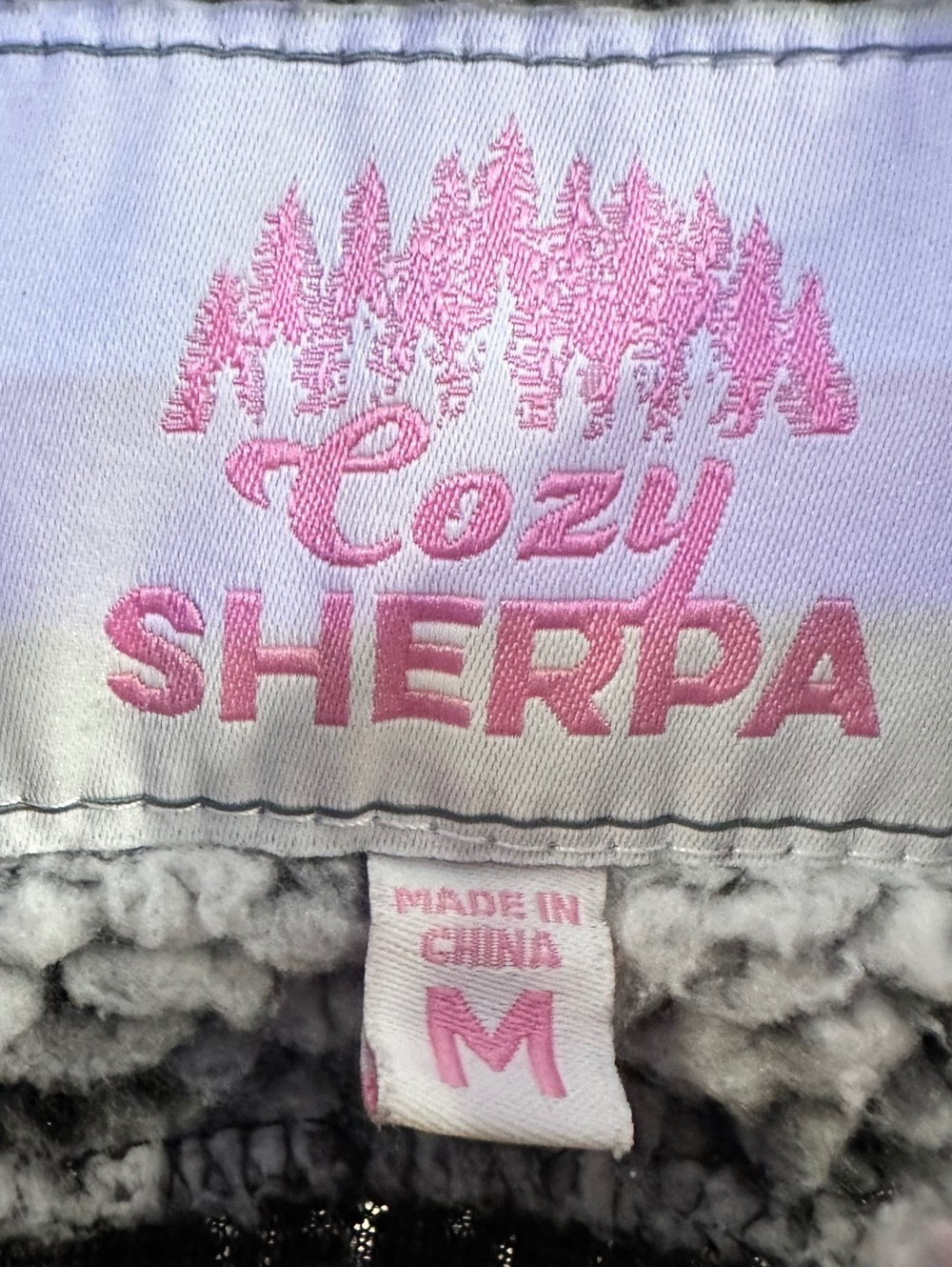 Cozy Sherpa Medium Women's Sweater Charcoal Gray Plush Quarter-Zip High Collar - Picture 5 of 6